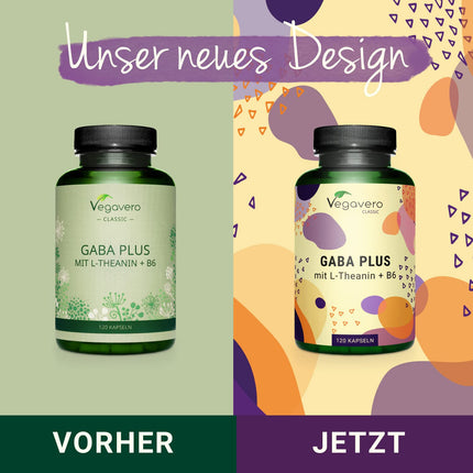 Gaba Vegavero® | Augsta deva | 1000 mg gamma aminosviestskābes vienā porcijā | Ar L-teanīnu un B6 vitamīnu | 120 vegānas kapsulas | Bez piedevām un laboratoriski pārbaudīts