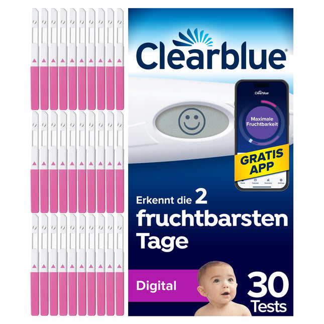 Clearblue digitālais ovulācijas testa komplekts, 30 testi + 1 digitālais testa turētājs, sieviešu auglības tests / ovulācija, pierādīts, ka palīdz ātrāk ieņemt bērnu