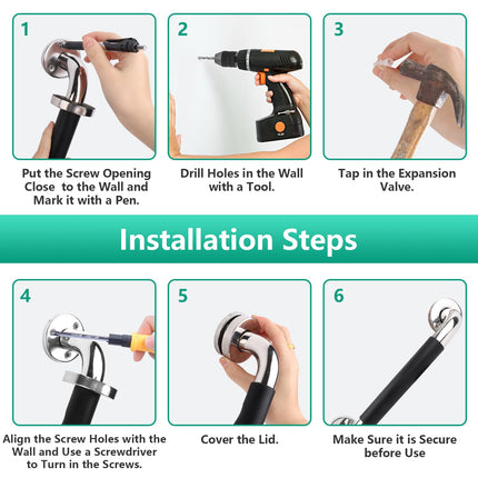 TNOMSNO satvērēji senioriem, 30 cm neslīdošs satvērējs no nerūsējošā tērauda dušas vannas rokturis, neslīdošs satvērējs grūtniecēm, senioriem, vanna, tualete