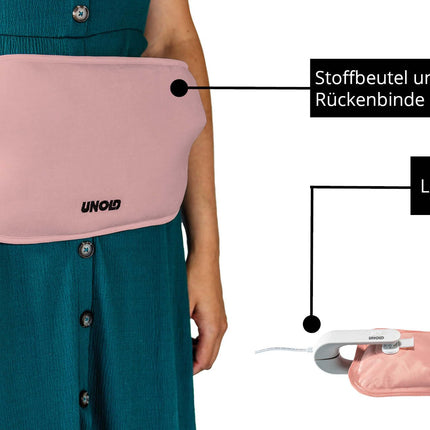 Unold 86014 Wärmi - Elektriskā karstā ūdens pudele, rozā, nomierinošs siltums vēderam, mugurai un kaklam, droša lietošanai, nav nepieciešams karsts ūdens, nav nepieciešams elektrosmogs, līdz 65 °C