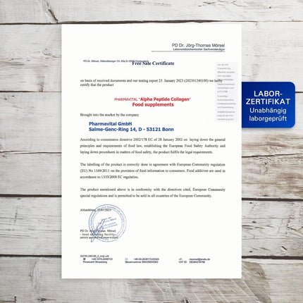 PharmaVital alfa peptīdu kolagēna dzeršanas ampulas (50 gab.) – 10 000 mg kolagēna hidrolizāta SOLUGEL®, C vitamīns, selēns, mežrozītes, Premium, ar bioaktīviem peptīdiem kauliem, locītavām, ādai