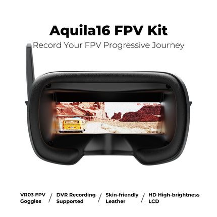 BETAFPV Aquila16 FPV komplekts ar LiteRadio 2 SE raidītāju simulatoram, VR03 aizsargbrilles ar DVR ierakstīšanas funkciju, 3 lidojuma režīmi, atbalstīts 1S RTF komplekts FPV iesācējiem lidošanai telpās un ārā