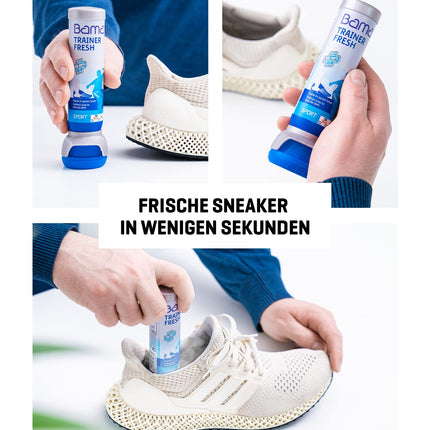 Bama Trainer Fresh apavu dezodorants 100ml – higiēnisks, antibakteriāls svaiguma, caurspīdīgs apavu aerosols sporta, darba un atpūtas apaviem