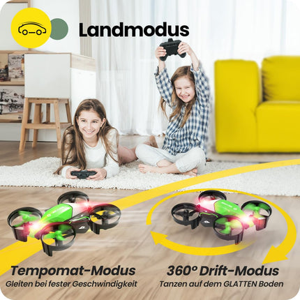 Holy Stone HS210F mini drons bērniem, 2 vienā tālvadības kvadrokopters ar nolaišanās režīmu un lidojuma režīmu, vienas atslēgas iedarbināšana, augstuma noturēšana, 3D pagriezieni, bezgalvas režīms, rotaļu dāvanas zēniem, C0 (zaļš)