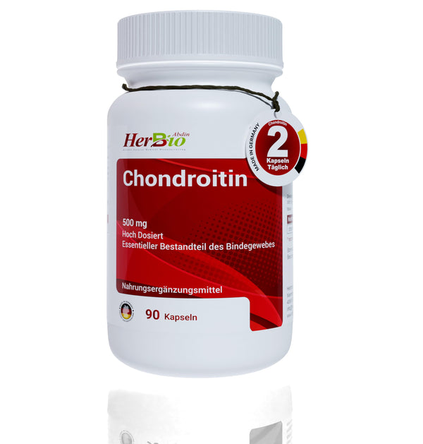 Hondroitīns 90 kapsulas pa 500 mg katra - Augsta hondroitīna deva - Laboratorijā pārbaudīts - Bez nevēlamām piedevām - Augstākās kvalitātes uztura bagātinātājs optimālai labsajūtai
