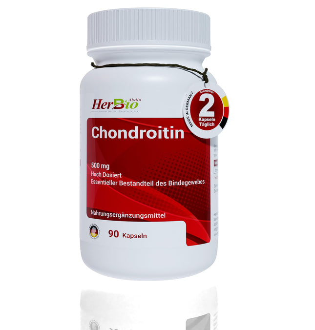 Hondroitīns 90 kapsulas pa 500 mg katra - Augsta hondroitīna deva - Laboratorijā pārbaudīts - Bez nevēlamām piedevām - Augstākās kvalitātes uztura bagātinātājs optimālai labsajūtai
