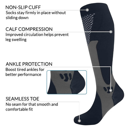 Kompresijas zeķes (3 pāri) vīriešiem, asinsritei 20-30 mmHg, medicīniskās kompresijas zeķes sievietēm, kas baro bērnu ar krūti (melnas, XXL)