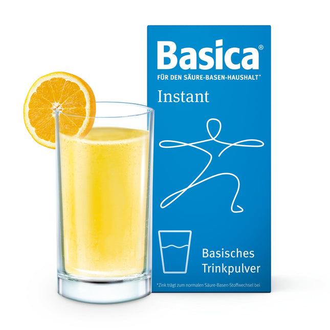 Basica® Instant bāzes pulveris ar augļu apelsīnu garšu, kas šķīst ūdenī | normālam skābju-bāzes līdzsvaram | vegāns | bez laktozes | dažādi sārmaini minerāli | 300 grami