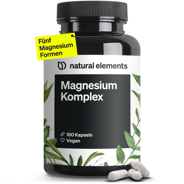 Magnija komplekss — Premium: Izgatavots no 5 augstas kvalitātes savienojumiem — 400 mg elementārā magnija vienā dienas devā — Laboratorijā pārbaudīts, vegāns, augstas devas