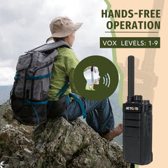 Retevis RB626 rācijas pieaugušajiem, 2000 mAh uzlādējams divvirzienu radio, 16 kanāli, USB lādētājs, VOX, pārnēsājama rācija medībām, kempingam (1 iepakojums)