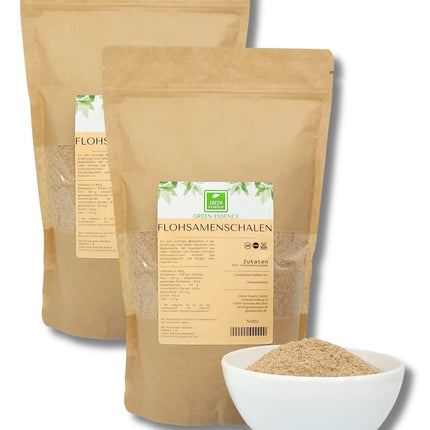 Psilija sēklu sēnalas 1 kg (2 x 500 g) - dabīgas šķiedrvielas no Green Essence - maltas psilija sēnalas - vegānisks - ar zemu ogļhidrātu saturu - ar augstu šķiedrvielu saturu - bez piedevām - keto diētā aizstāj miltus