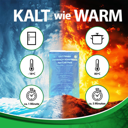 KK aukstās-siltas kompreses | KK Hygiene vairākkārtēja komprese | 5 gabali | Izmērs: 12 x 29 cm | Droši lietojams mikroviļņu krāsnī