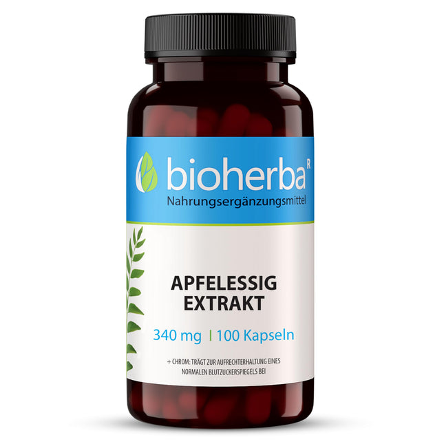 Ābolu sidra etiķa kapsulas – 100 kapsulas, 340 mg vienā kapsulā, ar hromu, laboratoriski pārbaudīts BIOHERBA PZN 19642818
