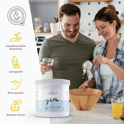 Arktis BioPharma Acacia Fiber Grow 300g aptiekas kvalitātē - Augstas devas, vegāns un laboratorijā pārbaudīts šķīstošo šķiedru pulveris - Šķiedrvielu uztura bagātinātājs zarnu floras atbalstam