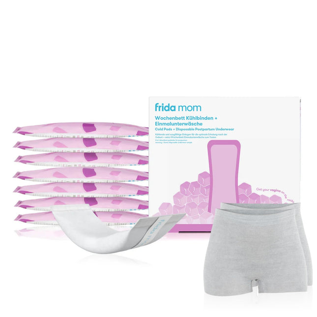 Frida Mom pēcdzemdību dzesēšanas spilventiņi + vienreizējās lietošanas apakšveļa, 8 dzesēšanas spilventiņi + 2 vienreizējās lietošanas apakšbiksītes (necaurspīdīgas, elastīgas), viens izmērs