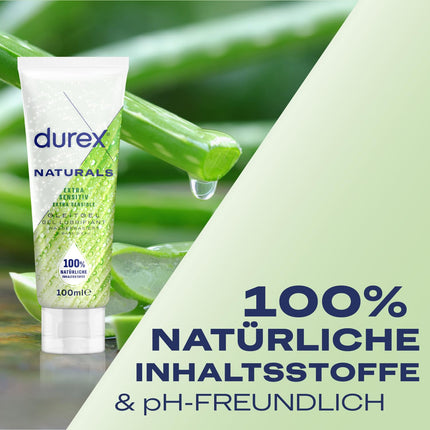 Durex Naturals Extra Sensitive lubrikants – 100% dabīgs lubrikants ar alvejas ekstraktu – dermatoloģiski pārbaudīts un pH draudzīgs – ​​100 ml (1 x 100 ml)