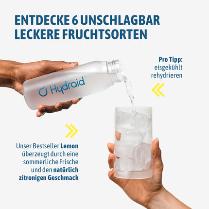 Hydraid Hydration Helper® CITRONS – Elektrolītu pulveris ar 1118 mg elektrolītiem labākai ūdens absorbcijai sporta laikā un ātrai atjaunošanās procesam – 25 nūjiņas ar citrona garšu