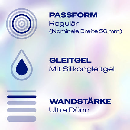 Durex Hautnah Classic prezervatīvi – īpaši plāni, ar anatomisku, viegli uzvelkamu formu un lubrikēti ar silikona gēlu – 16 prezervatīvi iepakojumā (2 x 8 prezervatīvi)