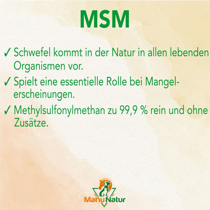 Mahu Natur 1 kg MSM zirgiem un suņiem, augsta deva - metilsulfonilmetāns (organiskais sērs) - augsta deva un augsta tīrība - MSM pulveris 1000 g