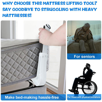 Matraču pacēlājs – matraču pacelšanas rīks | Easy Lifter matrača pacēlājs, ergonomisks ķīļveida pacēlājs zem matrača, ļauj ērti pacelt maināmās palagus gados vecākiem cilvēkiem un cilvēkiem ar invaliditāti.