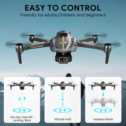 Mingfuxin drons ar kameru iesācējiem, FPV salokāms RC drons kvadrokopters bērniem un pieaugušajiem ar šķēršļu apiešanas funkciju, bezsuku motors, vienas pogas iedarbināšana/izslēgšana, 360° pagrieziens