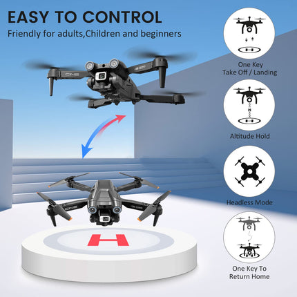 Mingfuxin salokāms drons ar kameru iesācējiem, RC kvadrokoptera drons ar lietotni WIFI FPV tiešraides video, augstuma noturēšana, bezgalvas režīms, vienas taustiņa pacelšanās un nosēšanās pieaugušajiem un bērniem
