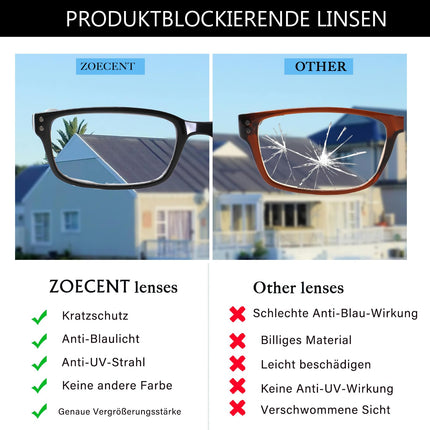 ZOECENT 6 iepakojuma lasāmbrilles vīriešiem, sievietēm, zilas gaismas filtra brilles, atsperes eņģes, datora brilles, melnas lasāmbrilles (6 melnas, 2,75, x)