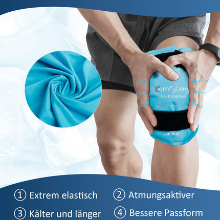 Comfytemp dzesēšanas uzmava ceļgalam ar Velcro stiprinājumiem, 27x35cm dzesēšanas spilventiņi, liels gela dzesēšanas pārsējs ceļa sāpēm, auksts un silts kompreses ledus iepakojums ceļa locītavas endoprotezēšanas operācijai/artrītam/sasitumiem/pietūkumam
