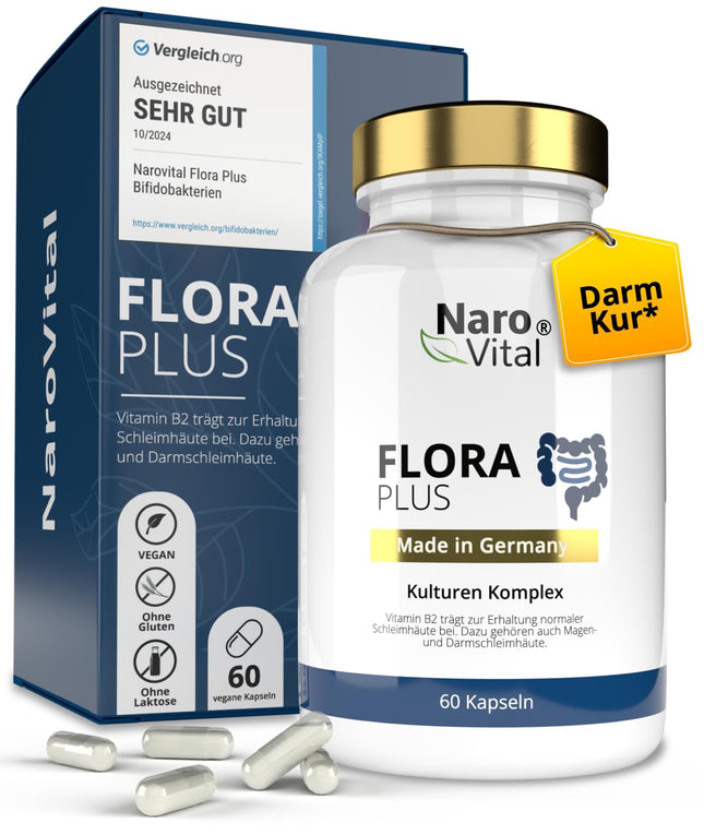 Intestinal Cure* Probio Cultures Complex High Dose - ar laktobacilām un bifidobaktērijām - 23 baktēriju celmi bez inulīna, 600 miljardi CFU vienā kārbā | 60 zarnās šķīstošās kapsulas - 2 mēnešiem