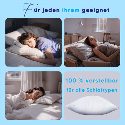 CloudÉtoile Memory Foam spilvens - augstumā regulējams ortopēdisks spilvens ar sasmalcinātām Memory Foam ergonomiskām kakla spilvena detaļām, spilvens gulēšanai uz sāniem 50x30cm