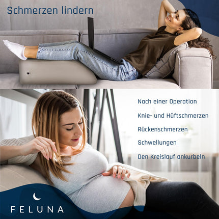 Ergonomisks ķīļveida spilvens gulēšanai, piepūšams ortopēdisks kāju pacēlums kāju un muguras sāpju mazināšanai, kāju atbalsta spilvens ceļgalam, pēdai un potītei pēc operācijas (bēšs)