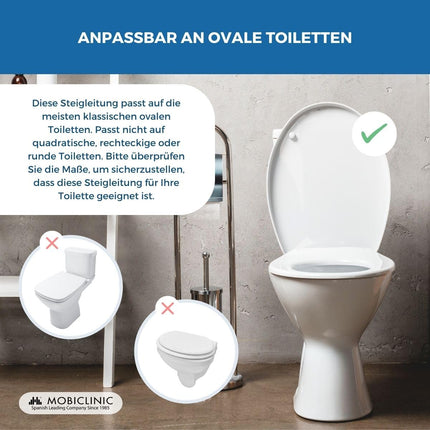 Mobiclinic®, paaugstināts tualetes sēdeklis, 14 cm, titāns, Eiropas zīmols, paaugstināts tualetes sēdeklis, tualetes sēdeklis senioriem, tualetes palīgierīces, īpaši stabils, balts