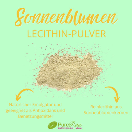 Saulespuķu lecitīna pulveris ēdiena gatavošanai un cepšanai - saulespuķu lecitīna pulveris, vegāns fosfatidilholīna emulgators, smalkas granulas - saulespuķu lecitīna pulveris | PureRaw 190g