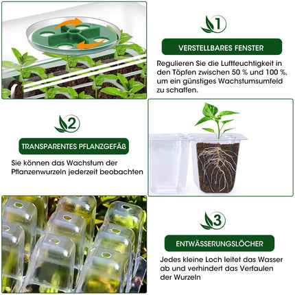 MYMULIKE iekštelpu siltumnīcas pavairotājs, 10 iepakojumi ar 120 šūnām, mini siltumnīcas pavairošanas komplekts, stādu sākuma paplātes, siltumnīcas pavairošanas komplekta paplāte ar paceltu vāku un ventilāciju stādiem