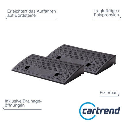 Cartrend apmales rampas, komplekts no 2, pārnēsājams, ratiņkrēslu rampas automašīnām, motocikliem, ratiņkrēsliem, gājējiem, melns