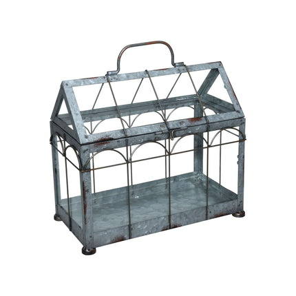 Esschert Design siltumnīca ar aizslēdzamu vāku, augu mājas izmērs S, 29,3 x 15,4 x 26,4 cm, dzelzs/stikls ar pārnēsāšanas rokturi, stabilas kājas