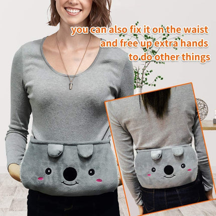 Karstā ūdens pudeles josta 1L 130cm Īpaši gara 3 vienā Koala karstā ūdens pudeles josta, ārkārtīgi pūkaina, izgatavota no gumijas ar mīkstu jostasvietas pārvalku, karstā ūdens pudele kaklam, pleciem, mugurai, kājām, viduklim.
