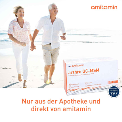 amitamin arthro GC MSM Glikozamīns un hondroitīns un MSM plus C vitamīns | 120 kapsulas | Aptiekas kvalitāte | individuāli higiēniski iepakoti | bez nevajadzīgām piedevām | Vācu produkcija