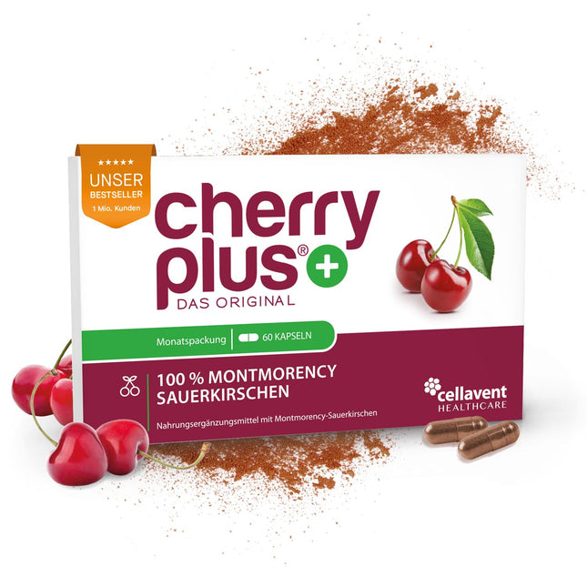 ASV Montmorency skābo ķiršu kapsulas – augsta skābo ķiršu ekstrakta deva – 55 000 mg dienā – Cherry PLUS