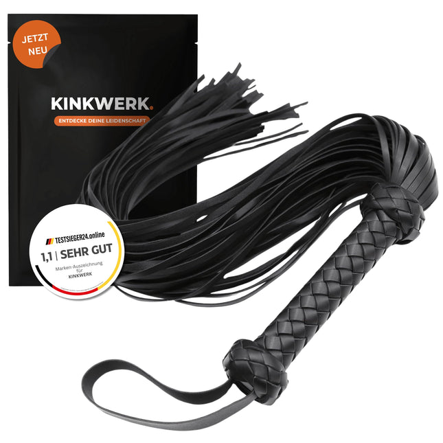 KINKWERK pātagas birste (melna, 76 cm) | Mīksta PU ādas jāšanas pātaga ar pītu rokturi | BDSM un pēršanas seksa rotaļlietas | Pāriem, lomu spēlēm un fetiša piedzīvojumiem