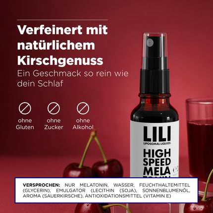 Ātrdarbīgs melatonīna aerosols – liposomāls šķidrums melatonīna aerosola veidā ar 0,5 mg melatonīna vienā izsmidzināšanas reizē | 160 izsmidzināšanas reizes | vegāns, bez alkohola un cukura