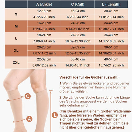 2 pāri medicīnisko kompresijas zeķu sievietēm un vīriešiem 20-30 mmHg, 2. klase, atvērta purngala pakāpeniskas atbalsta zeķes varikozām vēnām, tūskai un stenozei (2x bēšas, XXL)