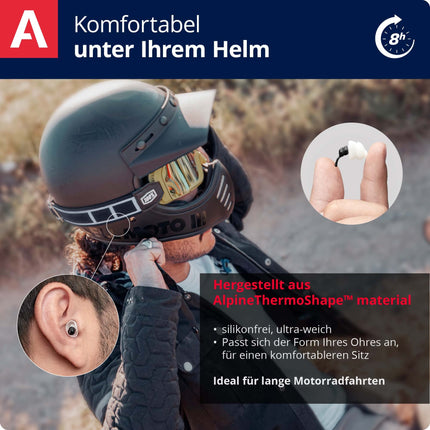 Alpine MotoSafe Tour dzirdes aizsargausu aizbāžņi tūrisma aizbāžņiem — novērš dzirdes bojājumus, braucot ar motociklu — satiksmes troksnis joprojām ir dzirdams — ērts, hipoalerģisks materiāls — atkārtoti lietojams