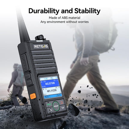 Retevis RB658 rācijas lietotne, Bluetooth divvirzienu radio 1800 mAh, AI trokšņu slāpēšana, 1,77 collu ekrāns, rācijas ar bezvadu austiņām, autoparkiem, transportlīdzekļu vadīšanai (2 iepakojumā, melnas)
