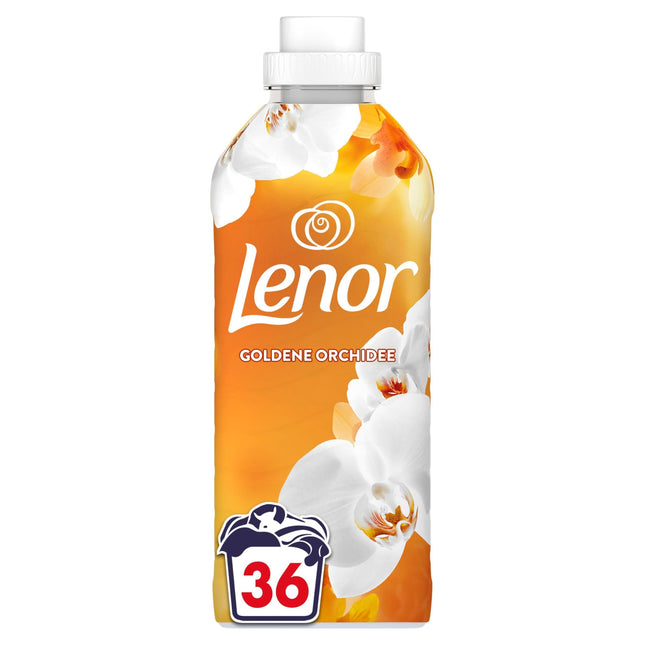 Lenor veļas mīkstinātājs 36 mazgāšanas reizēm, zelta orhideja, 24 stundu svaiguma sajūta dušā, ar aktīvu smakas kontroli
