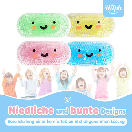 Hilph bērnu dzesēšanas spilventiņi ar netoksisku želeju, 13,5 x 6,3 cm netoksiski mazi ledus kompreses bērniem ar drudzi, izciļņiem, sasitumiem, zobu sāpēm vai galvassāpēm, aukstuma un siltuma kompreses - 4 iepakojumi