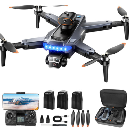HYTOBP P17 GPS drons ar 4K kameru pieaugušajiem, 4K GPS drons ar bezkontaktu motoru, 3 akumulatori, 5G WiFi pārraide, FPV RC droni ar 3 kamerām, sekojiet man, automātiska atgriešanās, svars zem 249 g
