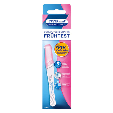 TESTAmed® DIAGNOSTICS agrīnās grūtniecības tests, grūtniecības tests nodrošina ticamu testa rezultātu, kas pārsniedz 99%.