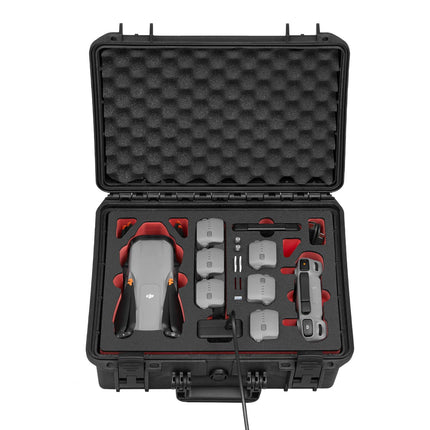 TomCase drona maciņš "Travel Edition" DJI Air 3S Fly More Combo, Standard vai DJI RC 2 kontrolierim, akumulatora uzlāde maciņā, ūdensizturīgs āra maciņš - ražots Vācijā (melns/sarkans-melns)