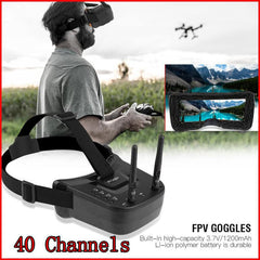 VGEBY FPV aizsargbrilles, 3 collu 480 * 320 displejs 5.8G 40 kanāli Mini FPV aizsargbrilles Iebūvēts 3.7V 1200mAh akumulators FPV dronam kvadrokopteram